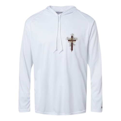 Load image into Gallery viewer, Stix with Christ - Adult LS Performance Tee with Hood
