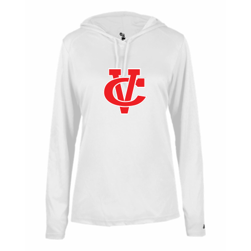 Load image into Gallery viewer, Coosa Valley Academy Baseball - Ladies LS Performance Tee with Hood
