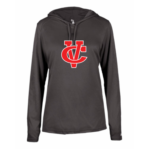 Load image into Gallery viewer, Coosa Valley Academy Baseball - Ladies LS Performance Tee with Hood
