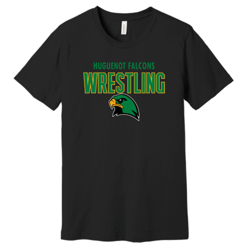 Huguenot Wrestling - Canvas Adult Short Sleeve Cotton Tee