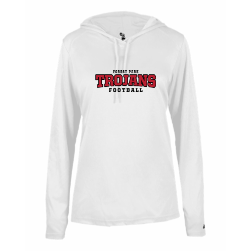 Load image into Gallery viewer, Forest Park Trojans - Ladies LS Performance Tee with Hood
