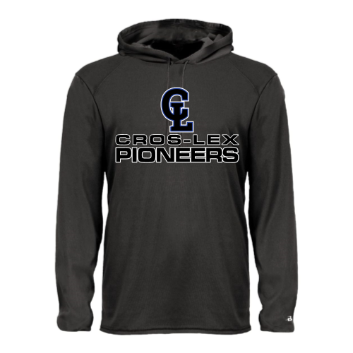 Load image into Gallery viewer, Cros-Lex Pioneers - Adult LS Performance Tee with Hood
